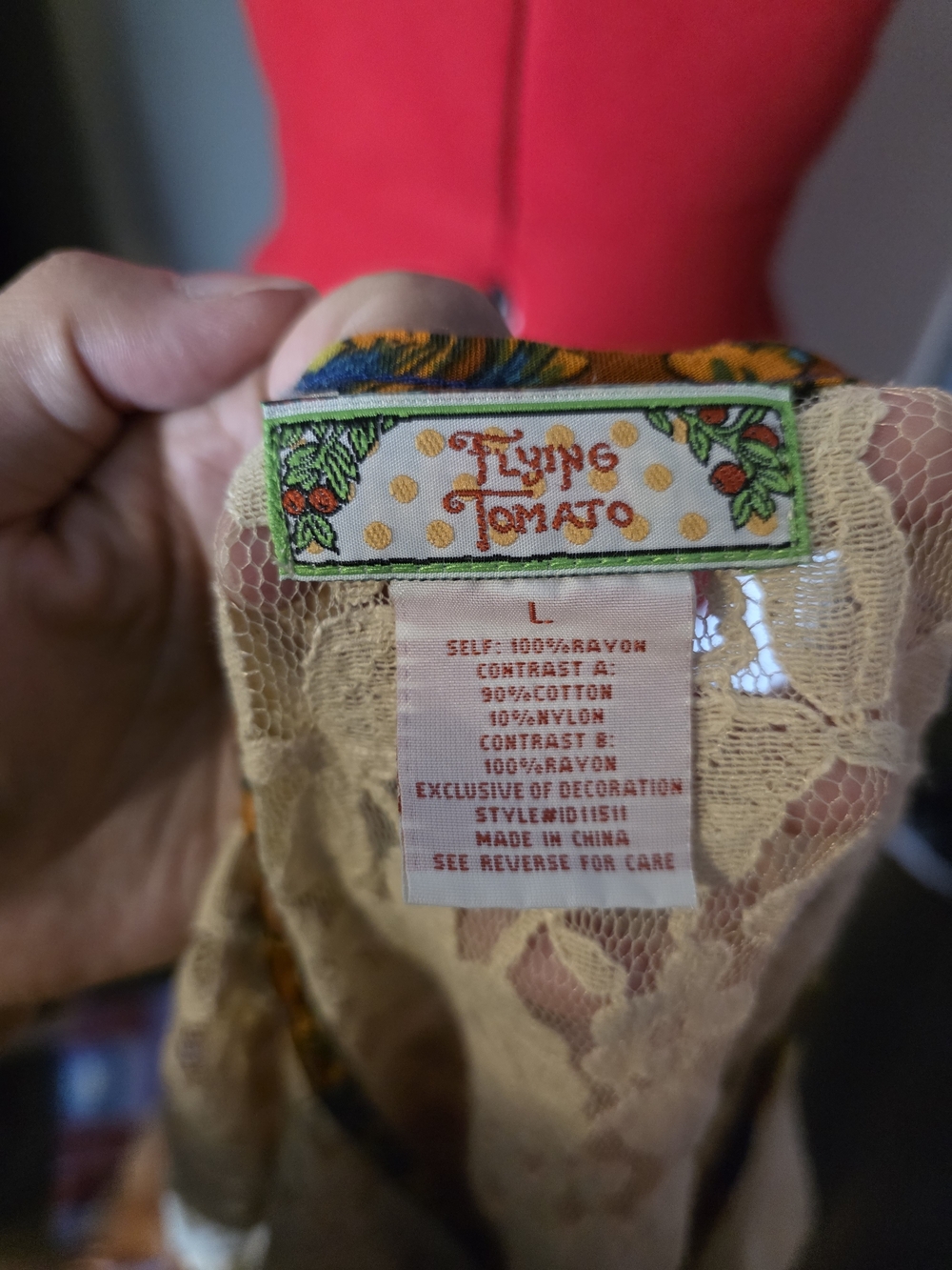 Flying Tomato Tan Lace Top Boho Accent Dress - Picture 3 of 3
